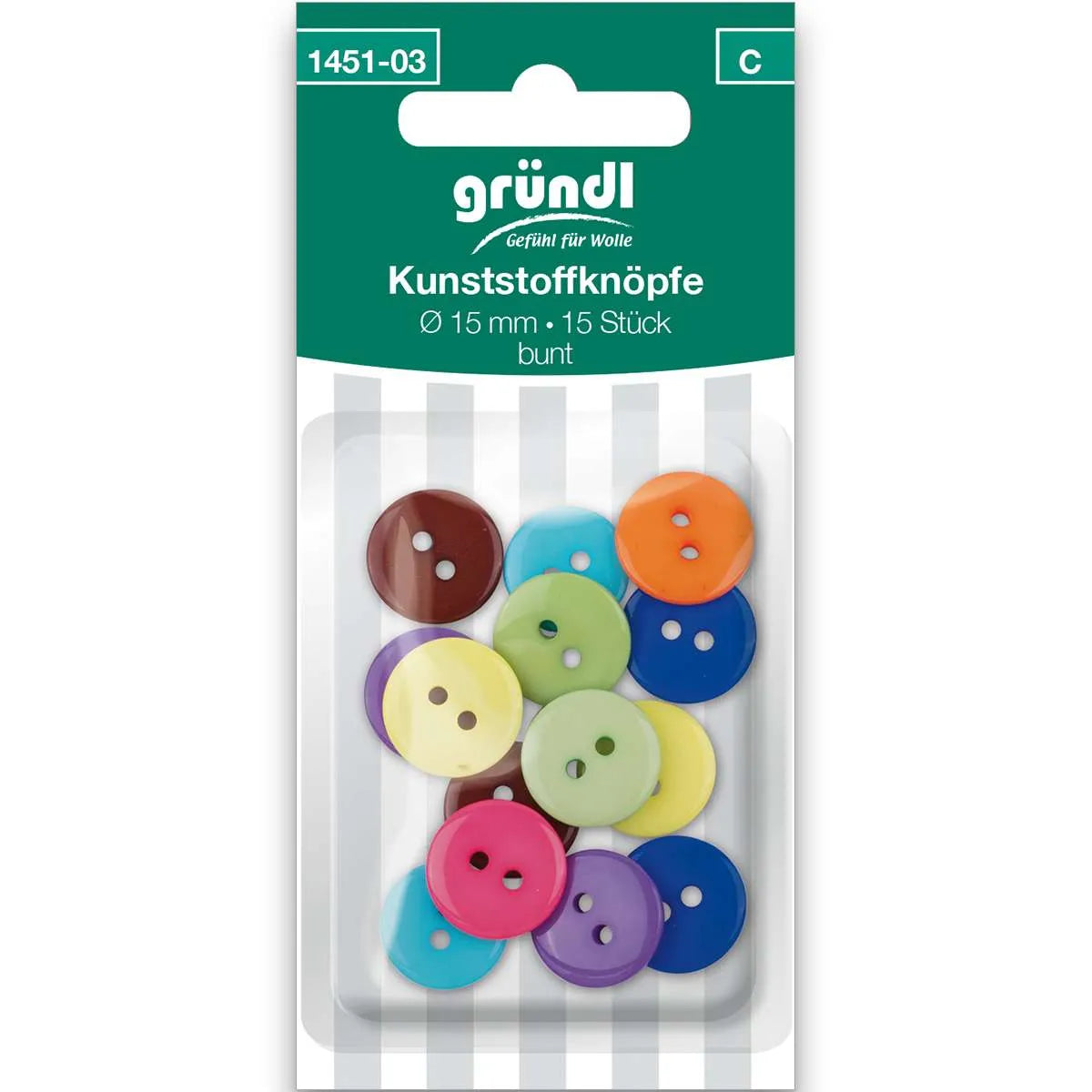 Gründl Plastic Buttons, 15 Pieces