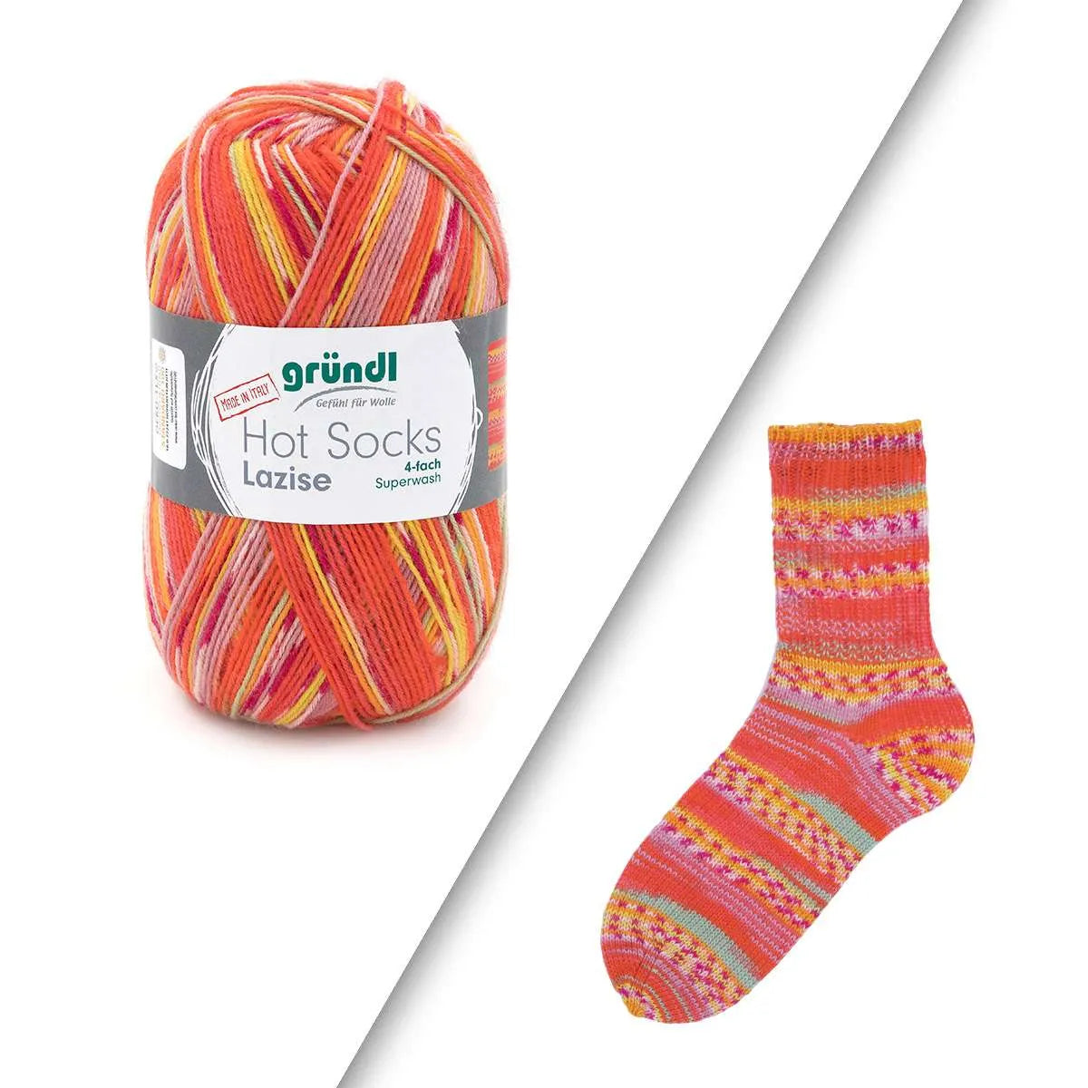 Gründl Sock Yarn, Hot Socks Lazise, 4-ply