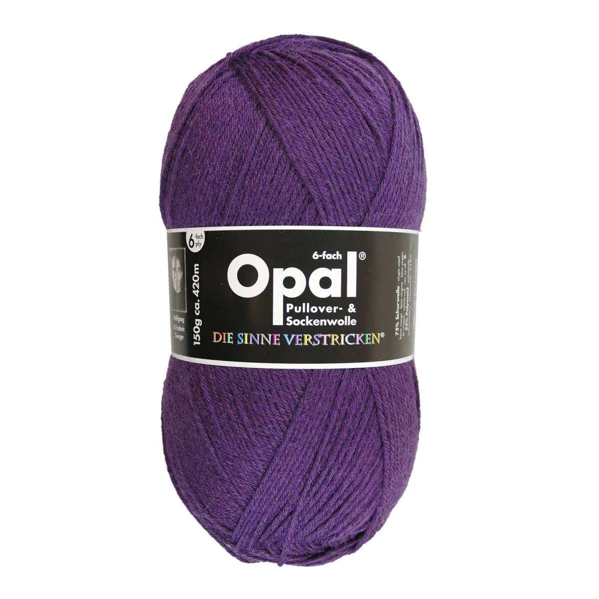 Opal Sockenwolle, uni 6-fädig Opal