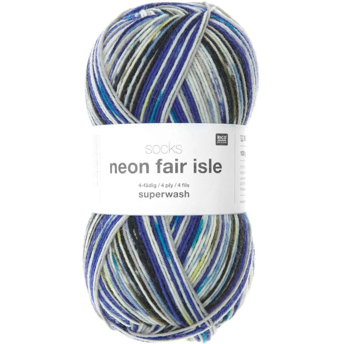 Rico Design Socks Neon Fair Isle 4-ply Sock Yarn