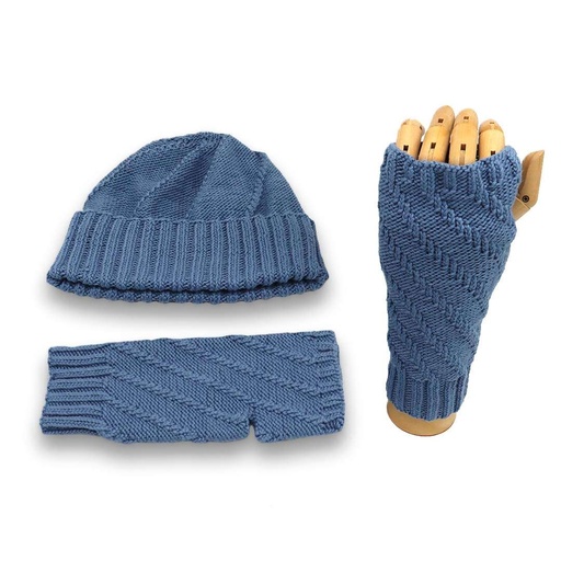 Strickset Mütze &amp; Handstulpen Wirbelwind - Uni
